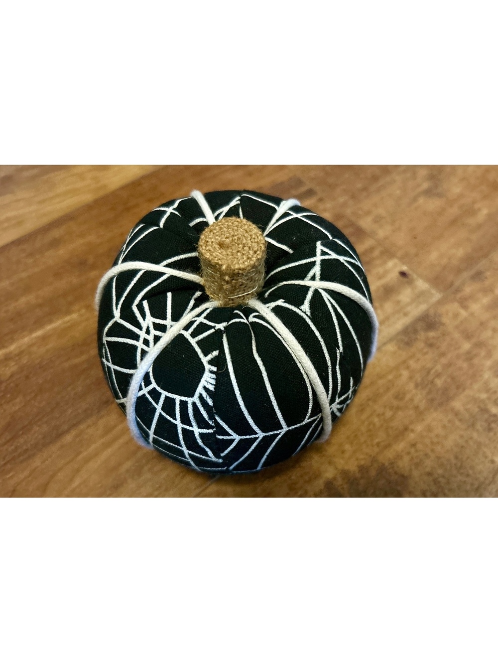 Handmade Black and White Fabric Pumpkin Decoration